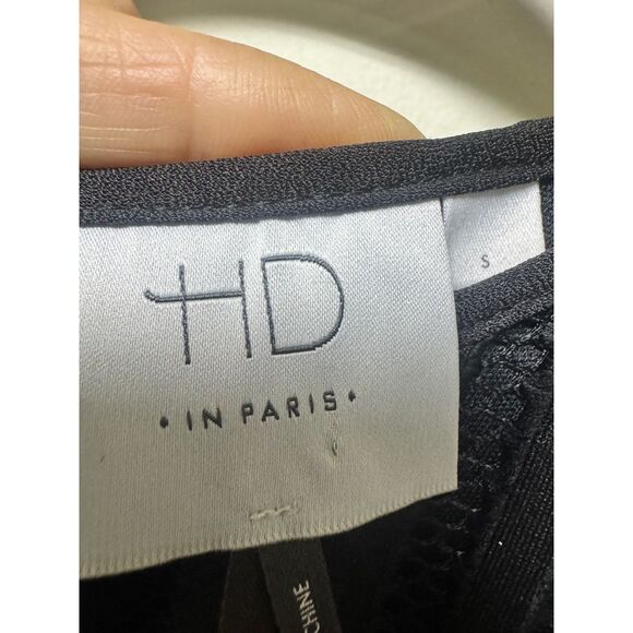 ANTHROPOLOGIE HD in Paris Black Mesh Peplum Top, Sz S - Picture 7 of 8